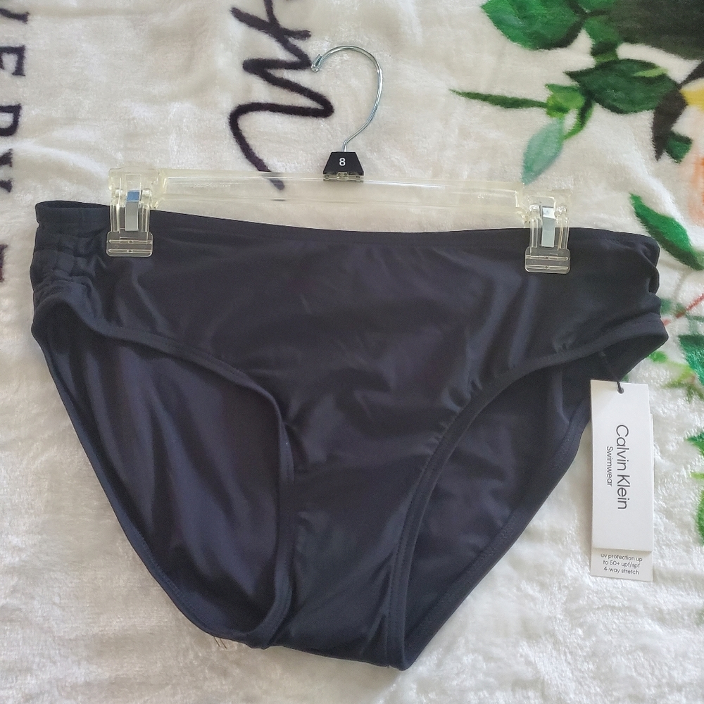 Calvin Klein side scrunch black swim bottom size large
